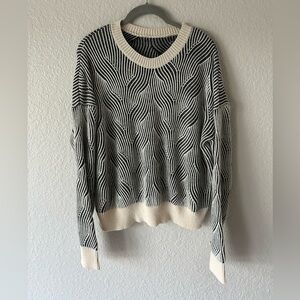 SHEIN Blue & White Abstract Wave Knit Sweater Women’s Size L